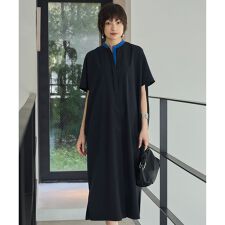 【接触冷感・UVカット・洗える】RENUソフトタイプライター バンドカラーワンピース