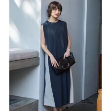 【接触冷感・UVカット・洗える】RENUソフトタイプライター バイカラーワンピース