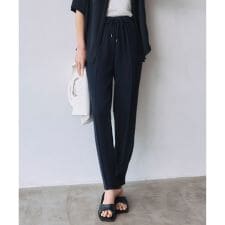 【UVカット・防シワ・洗える】ライトダブルクロス ドロストパンツ