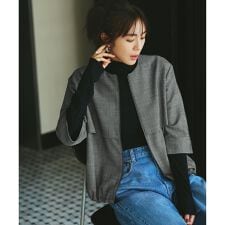 ウール2WAYストレッチ ノーカラーブルゾン