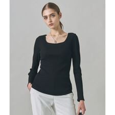 【洗える】【OUR WACOAL コラボ】カップイン スクエアネックロングTシャツ