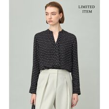 【新色追加・WEB限定】BackSatinAmunzen キーネックブラウス