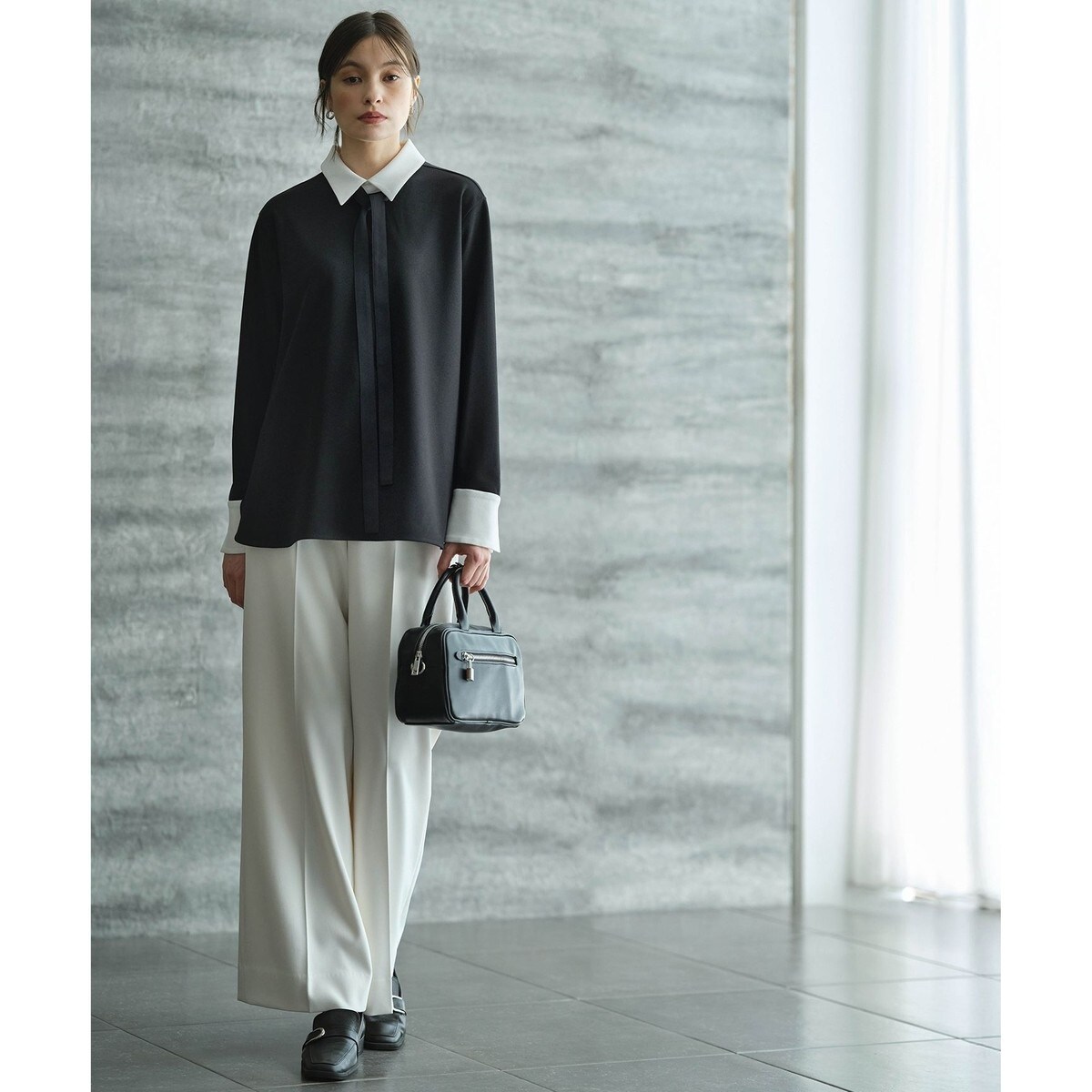 WEB限定カラーあり】マラボーテWジョーゼット ボウタイ付きシャツ