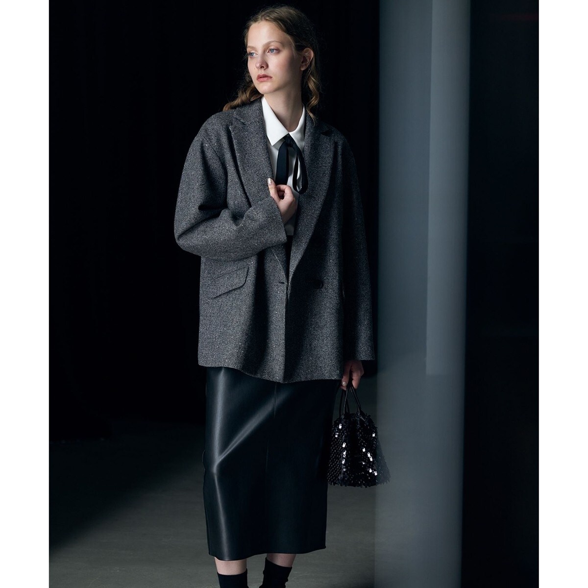 WEB限定カラーあり】マラボーテWジョーゼット ボウタイ付きシャツ