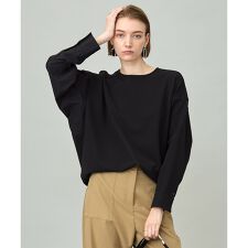 【洗える】ジョーゼットジャージー 異素材コンビプルオーバー