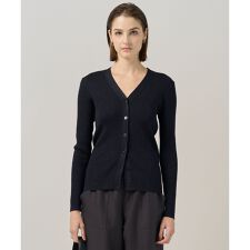 【洗える】 エクストラファインメリノリブ Vネックカーディガン