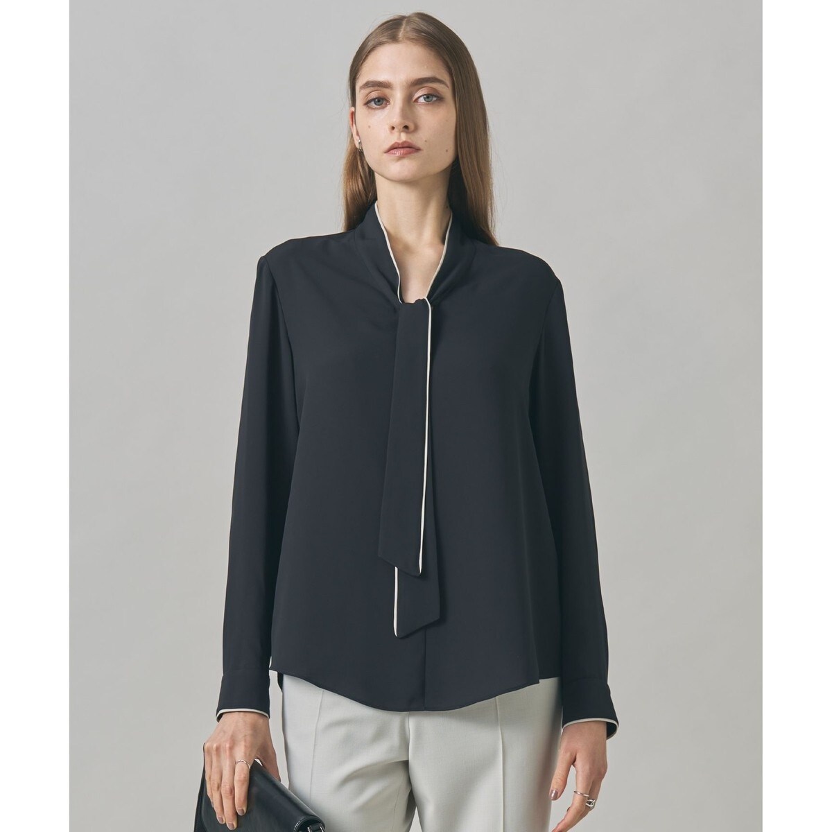 UVケア・洗える】BackSatinAmunzen シフォンコンビブラウス | ICB