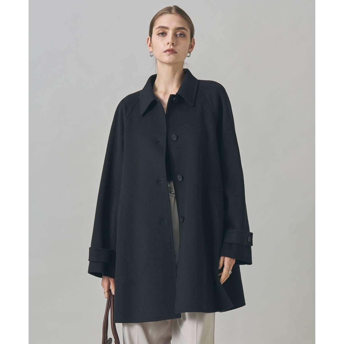 【美品】ドレステリア　美香さん着用　ウール　ステンカラーコート　キャメル　S 美品】ドレステリア 美香さん着用 ウール ステンカラーコート