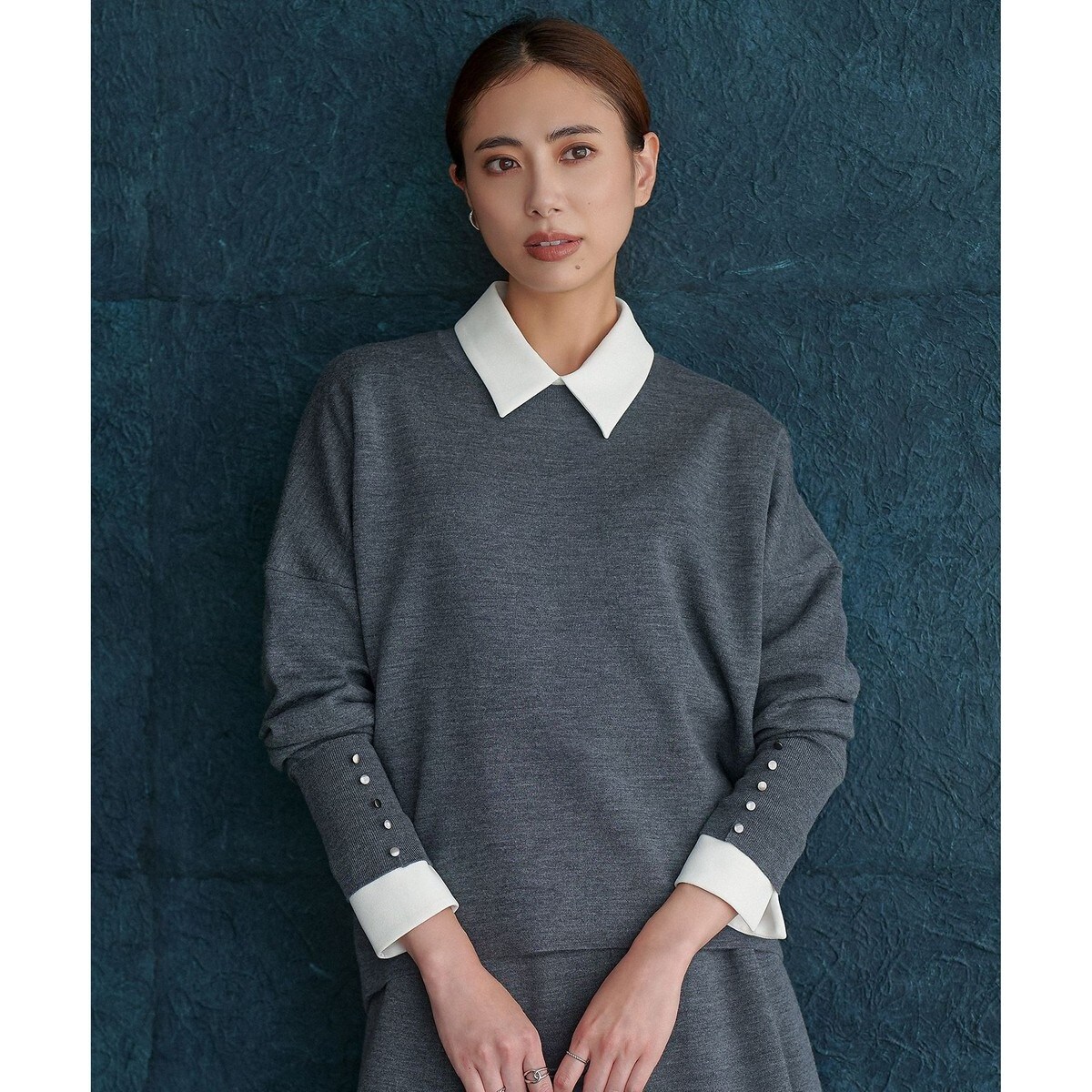 ヒロコビス（hirokobis）/【小さいサイズ】ニュアンス刺繍アクセントニットプルオーバー 小さいサイズ】ニュアンス刺繍アクセントニットプルオーバー