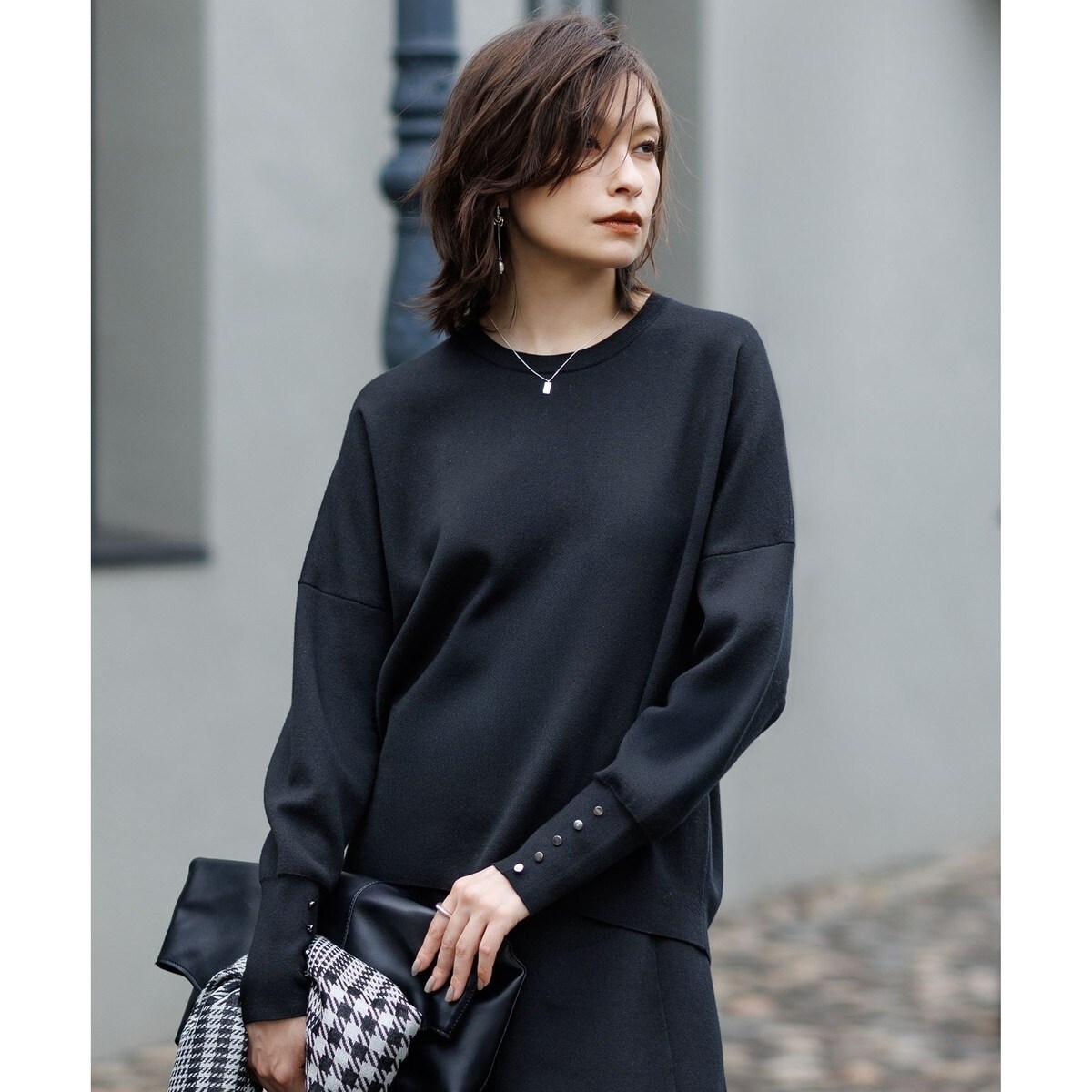 洗える】 シルキーウールダブルフェイス ニットプルオーバー | ICB