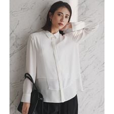 BackSatinAmunzen  異素材デザイン シャツブラウス