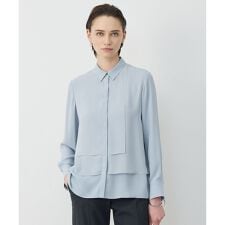 BackSatinAmunzen  異素材デザイン シャツブラウス