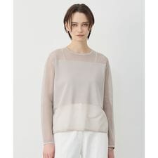 パネルパターンメッシュ ニットプルオーバー