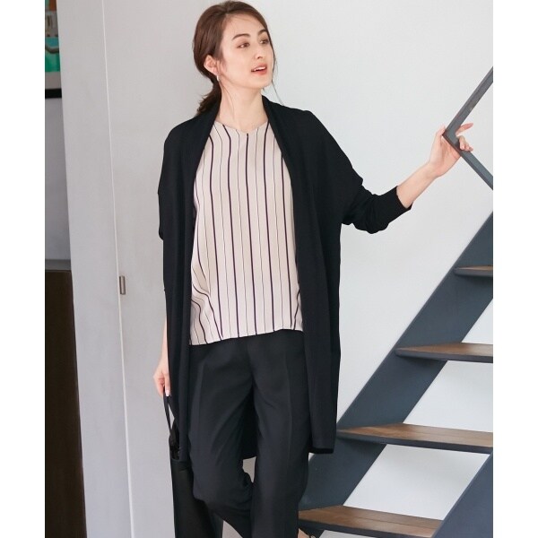 iCB 接触冷感 Synthetic Stretch ロングカーディガン XS 接触冷感】Synthetic Stretch ロング