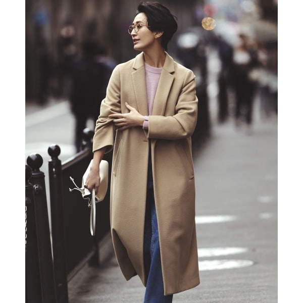 美品 SHIPS SUPER 140's カシミヤブレンドチェスターコート SHIPS