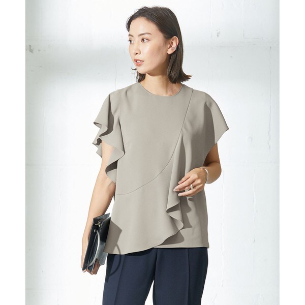 20-60代からのファッション通販  WEB限定カラーあり・洗える】 エステルダブルクロス ラッフル トップス