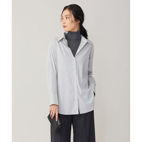 23区】LIBECO 2wayストライプ柄リネンカシュクールシャツ 44 灰色 23区  