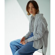 【接触冷感・洗える】 キュプラローンストライプ シャツ