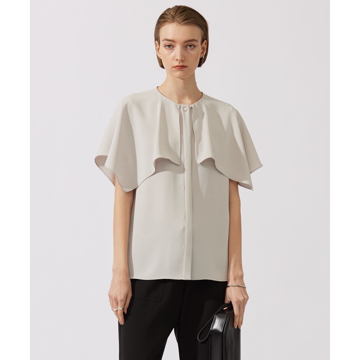 【UVカット・接触冷感・防シワ・洗える】エステルダブルクロス ハンカチーフスリーブブラウス