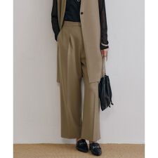 【洗える】ウール2WAYストレッチ ワイドストレートパンツ