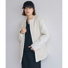 【リバーシブル着用可能】 ラミネートパイルキルト ミドル丈コート