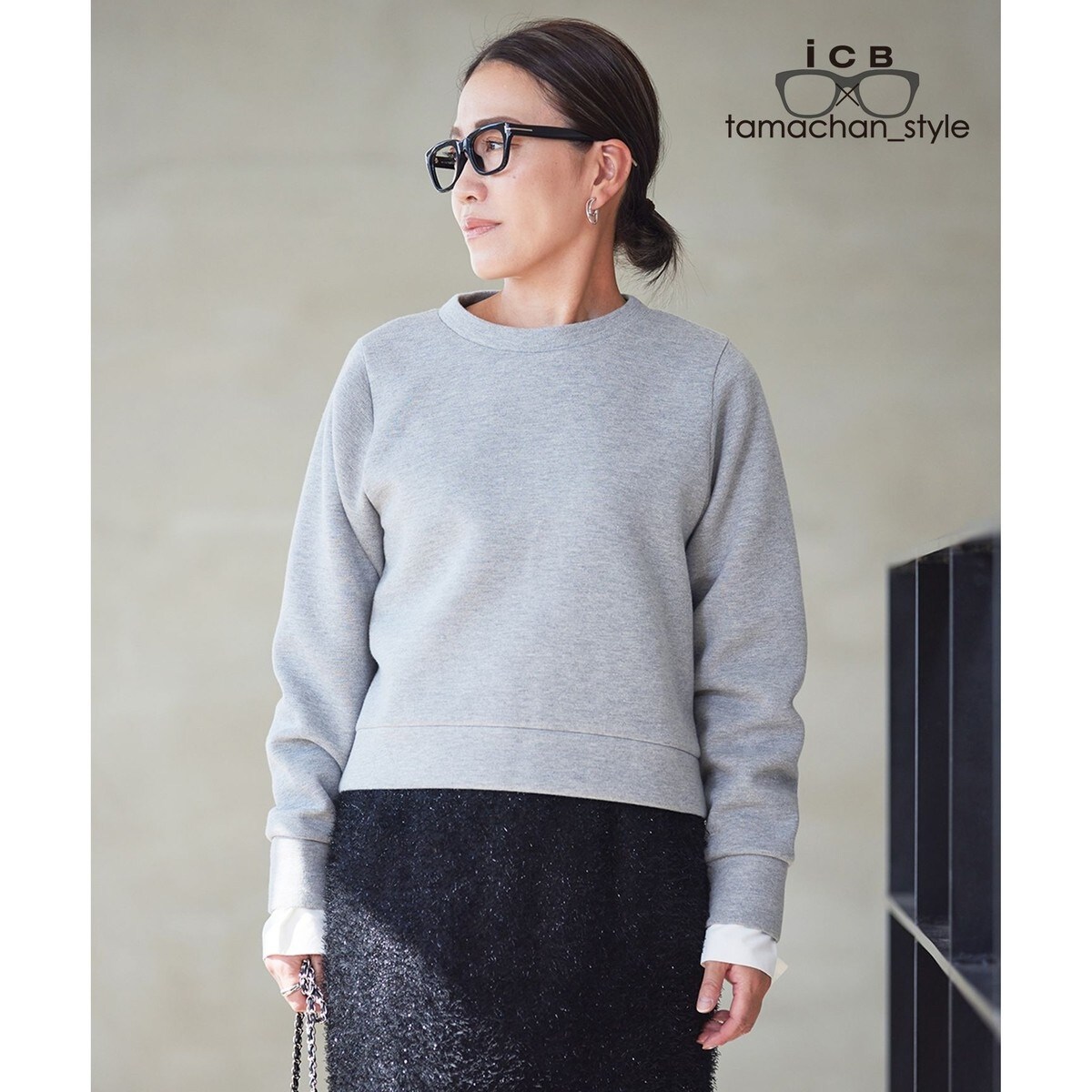 トレーナー スウェット 「ICB×tamachan_style コラボ」ラメスウェット レディース ICB トレーナー スウェット 「ICB×tamachan_style コラボ」ラメ