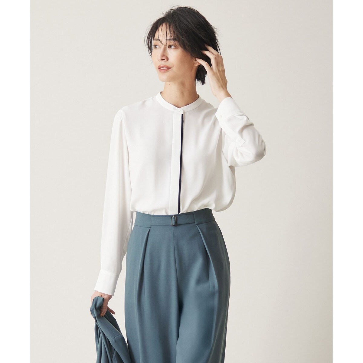 ニジュウサンク 23区 【洗える】ストレッチクリアサテン バイ