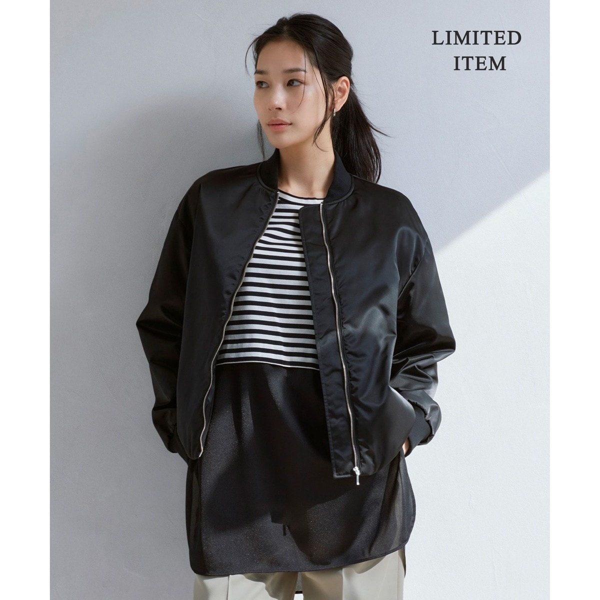 レリアンプラス 薄手ブルゾン ブラック チュール シアー 17号 レリアン