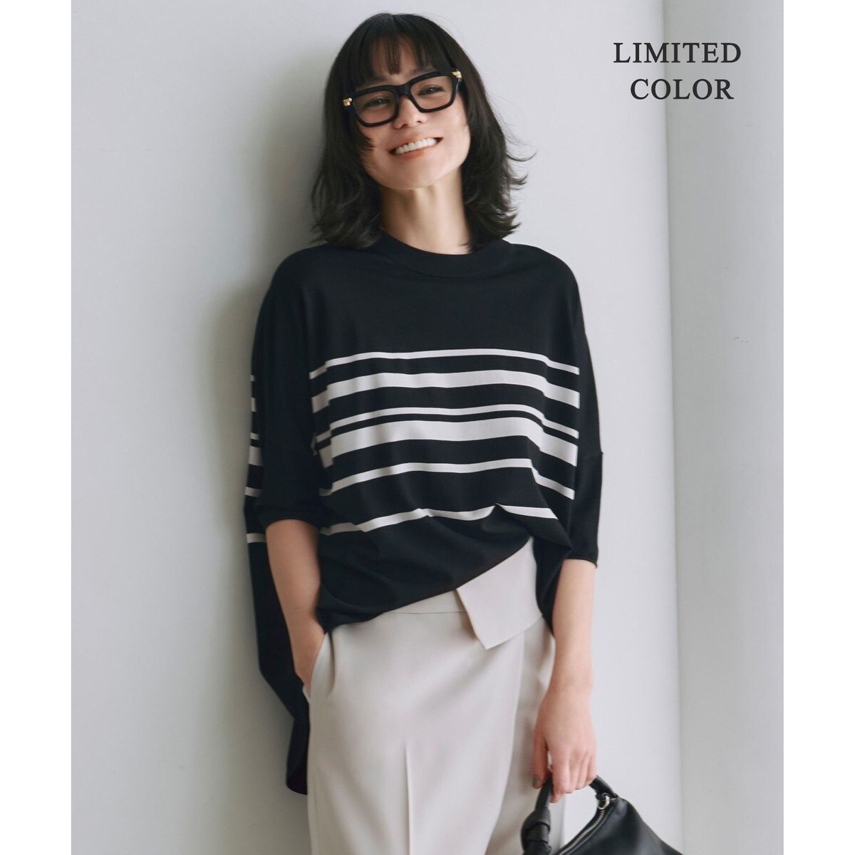 洗える】ソフトカシミヤミックス ブロッキングハイネックニット 洗える】ソフトカシミヤミックス ブロッキングハイネックニット