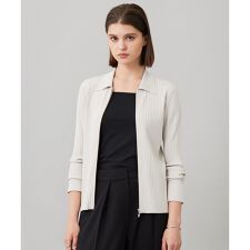 ICB(ICB)の【洗える】シルクヴィスコースハイゲージ ジップアップカーディガン