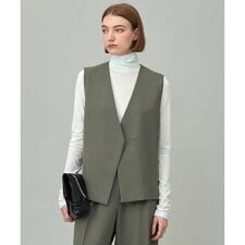 【UVカット・洗える】ウール2WAYストレッチ Vネックベスト