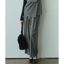 【UVカット・洗える】ウール2WAYストレッチ ワイドパンツ