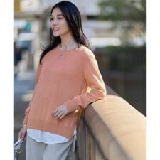 【マシンウォッシャブル可】ライトトリコット バックスリット入り長袖プルオーバー