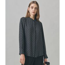 【新色追加・WEB限定カラーあり】BackSatinAmunzen バンドカラーブラウス