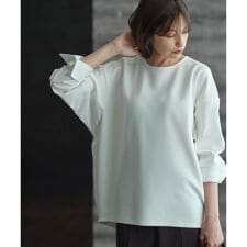 【洗える】ジョーゼットジャージー 異素材コンビプルオーバー