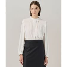 【接触冷感・UVケア・速乾・洗える】BackSatinAmunzen ハイネックブラウス