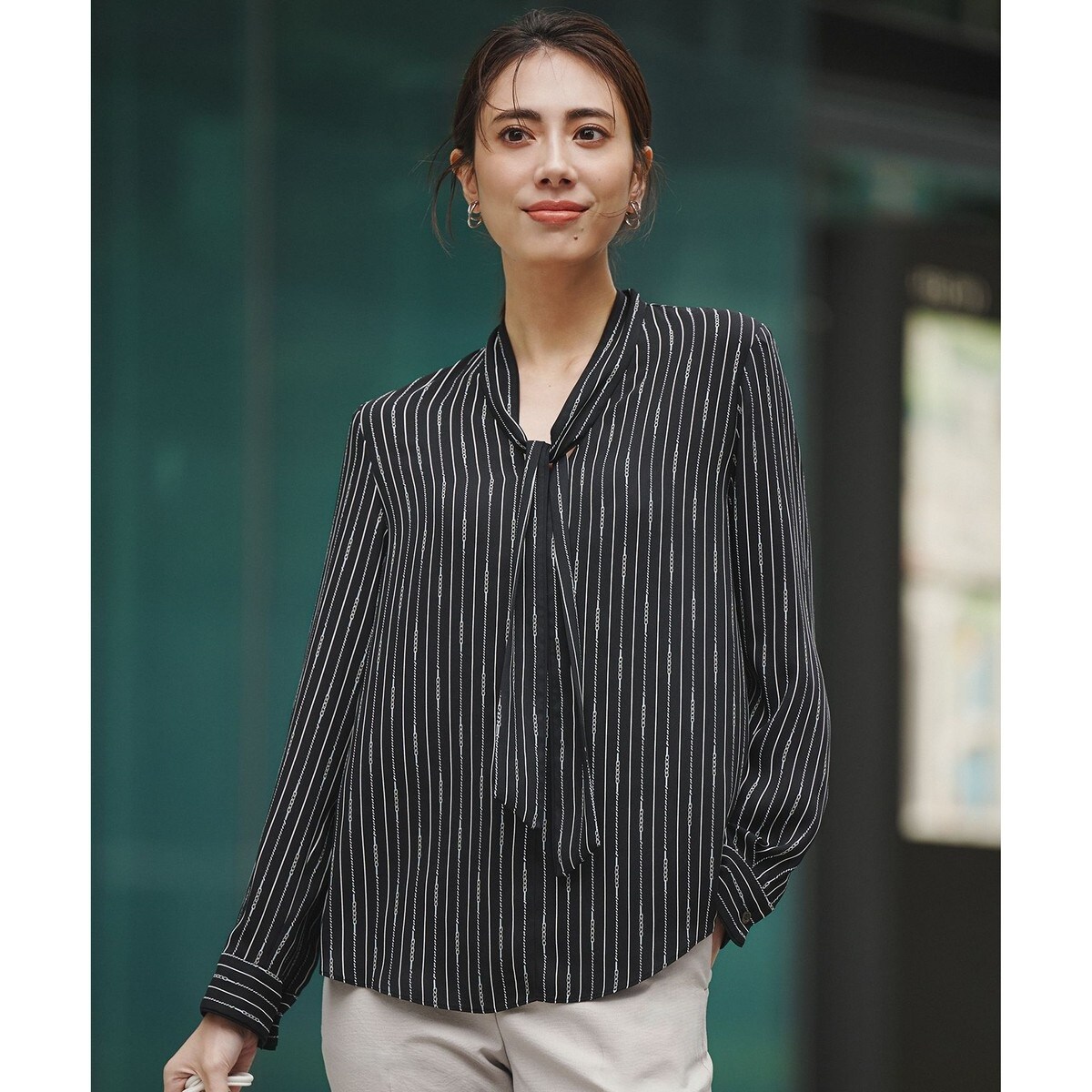 【新色追加】BackSatinAmunzen 配色ボウタイブラウス