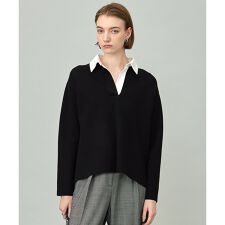 【洗える】 シンセティックダブルフェイス ラガーニットプルオーバー