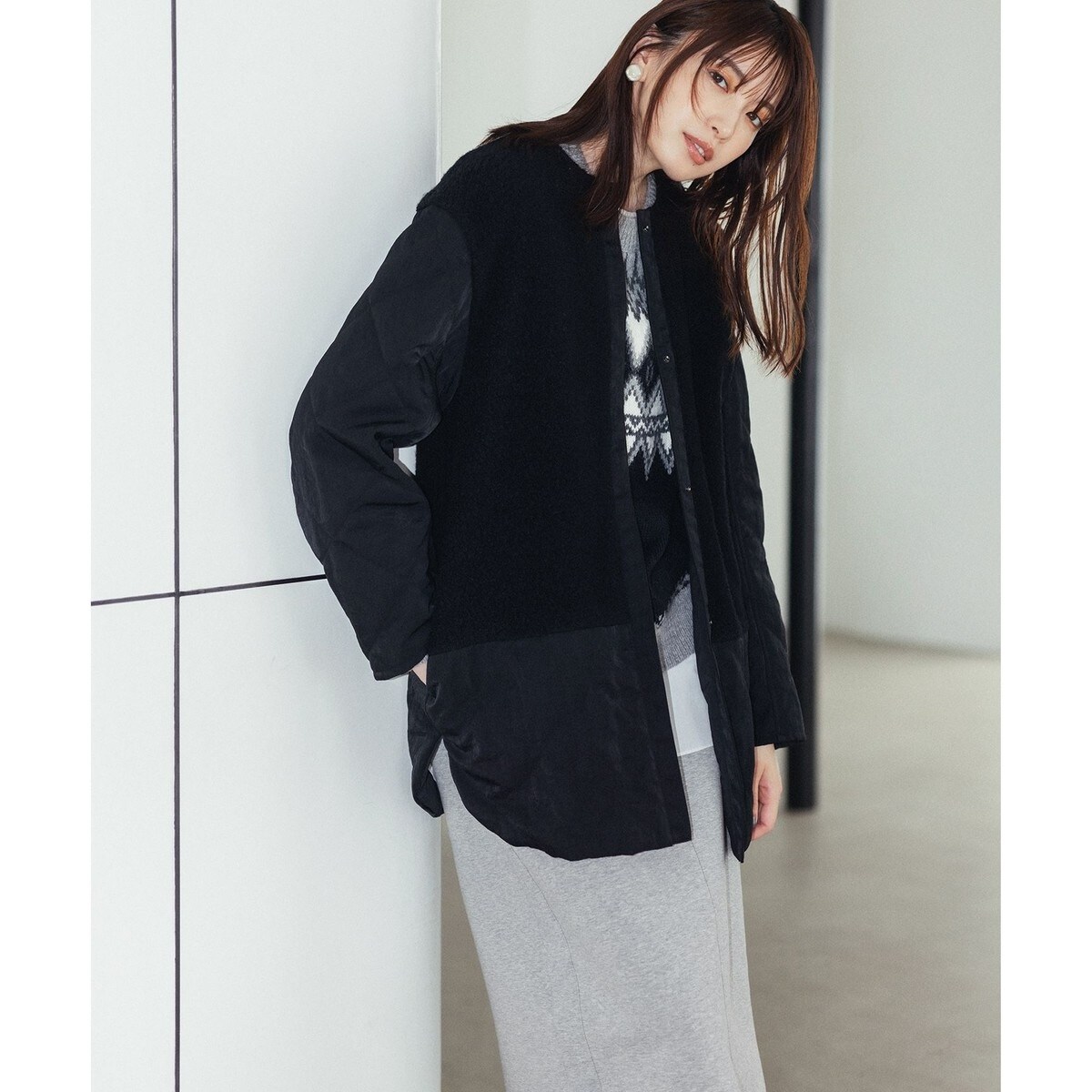 FUMIE TANAKA(フミエタナカ)】mix quilt rever co：コート