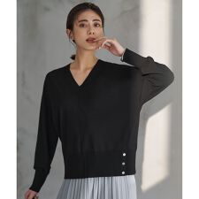 クリアレーヨンストレッチ Vネックニット