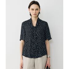 BackSatinAmunzen 5分袖配色ボウタイブラウス