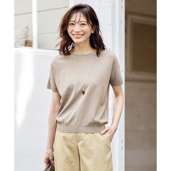 洗える】レーヨンストレッチバックボタン ニット | Jプレス(J