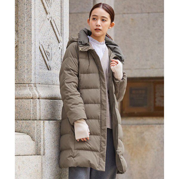 【制電加工付き】ブラッシュドマルチポリ　ロング　ダウンコート