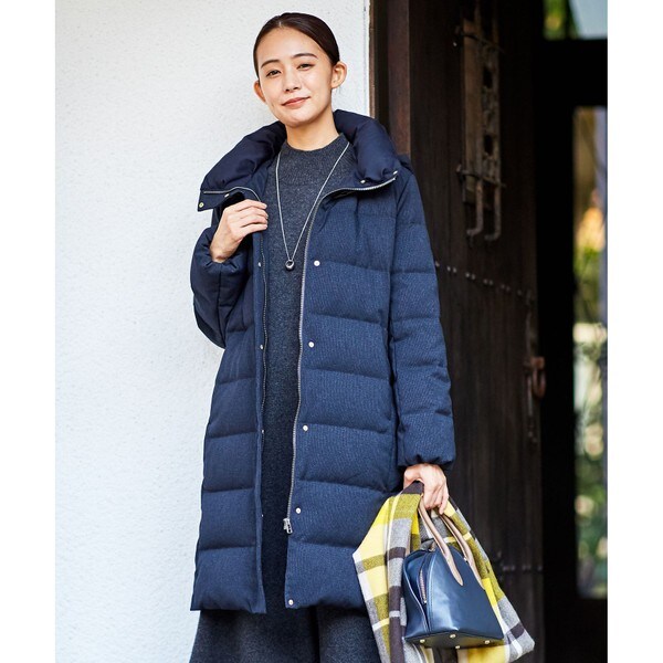 ポリエステル ハウンドトゥース ロング ダウンコート | Jプレス(J