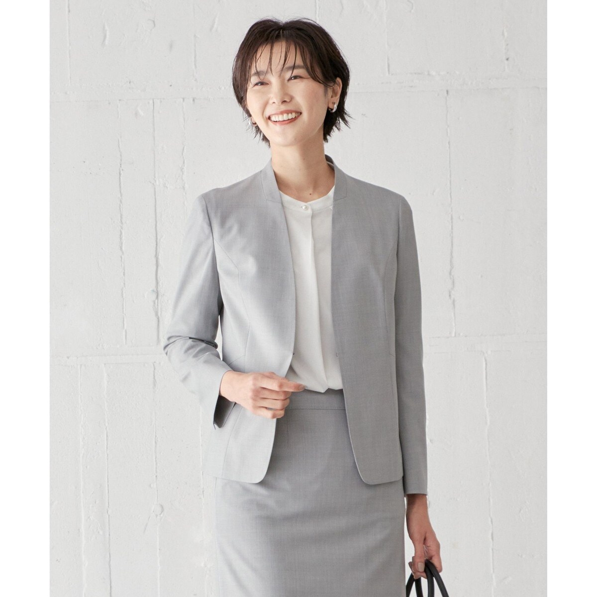 ピンヘッドストレッチ ノーカラー ジャケット | Jプレス(J.PRESS