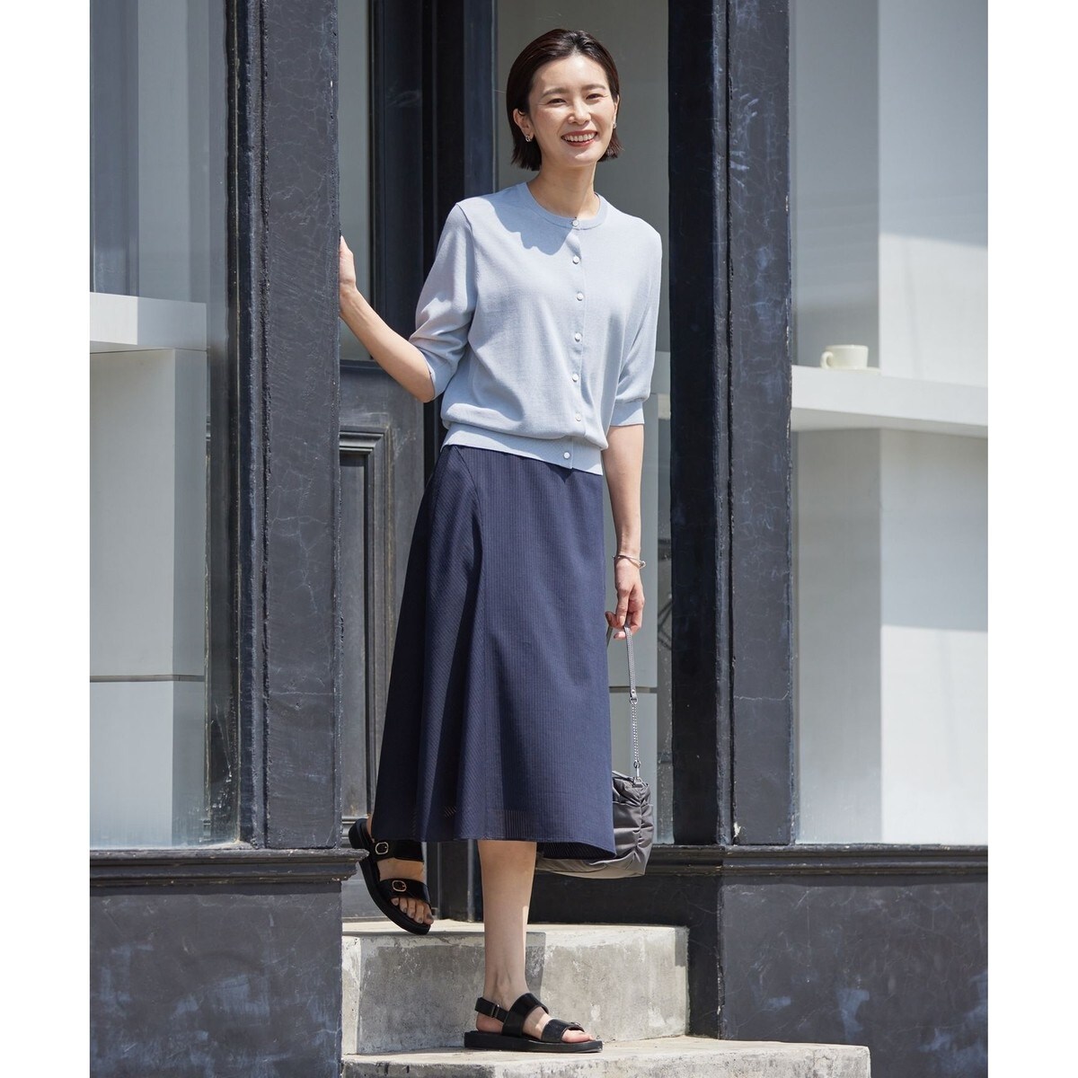 スカート 「洗える」カールマイヤーシアー シャドーストライプ スカート レディース 洗えるカールマイヤーシアー シャドーストライプ スカート | Ｊ