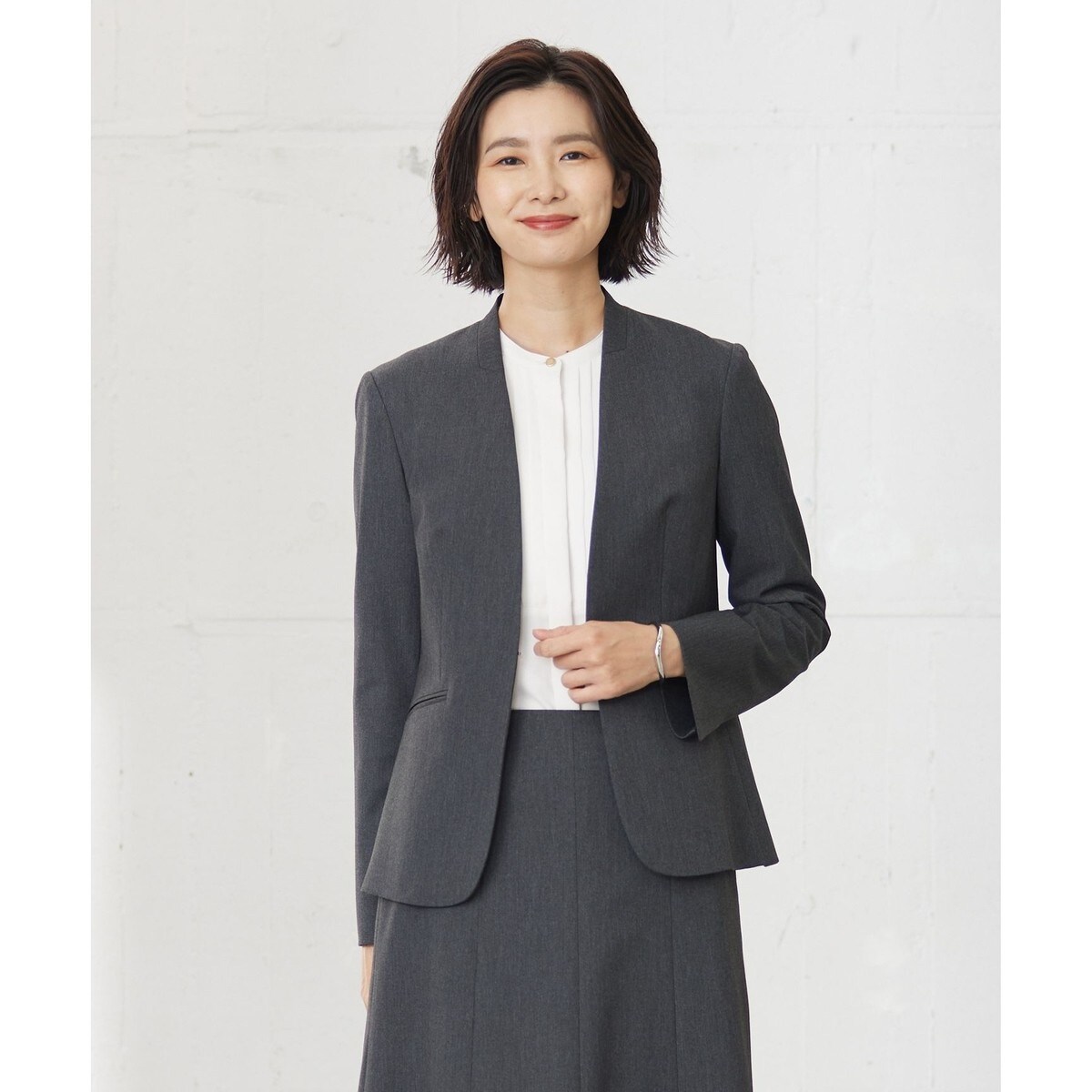 PATOU ノーカラーダブルブレストジャケット Patou | テックウール製 ノーカラーダブルブレストジャケット
