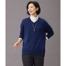 【洗える】EASY WOOL Vネック ニット