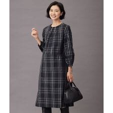 【洗える】2/2綾 メモリーチェック ワンピース