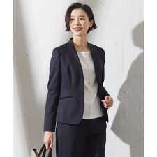 【セットアップ対応・洗える・抗菌防臭】T/Cポンチ ノーカラー ジャケット